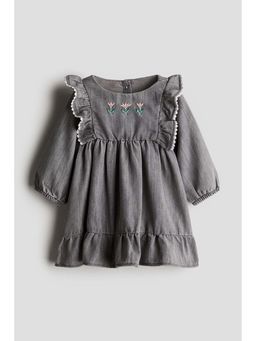 H&M - Girls Grey Long-Sleeved Dress