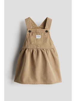 H&M - Girls Beige Cotton Dungaree Dress