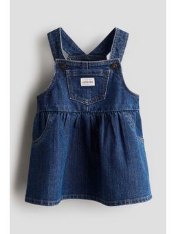 H&M - Girls Blue Cotton Dungaree Dress