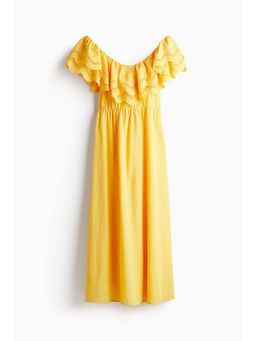 H&M - Women Yellow Off-The-Shoulder Cotton Dress