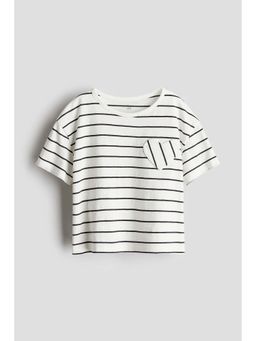 H&M - Girls White Heart-Pocket T-Shirt