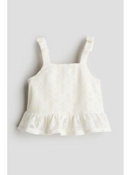H&M - Girls White Bow-Detail Peplum Top