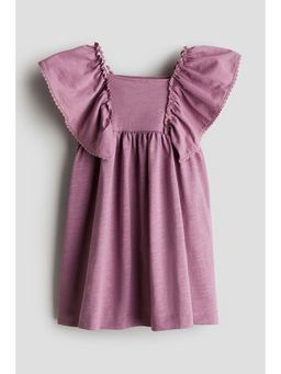 H&M - Girls Purple Butterfly-Sleeved Jersey Dress