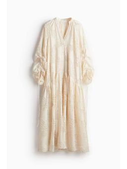 H&M - Women Beige Jacquard-Weave Maxi Dress