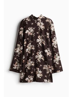H&M - Women Brown Tie-Detail Open-Back Dress