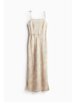 H&M - Women Beige Tie-Detail Chiffon Slip Dress