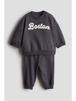H&M - Kids Grey 2-Piece Text-Motif Set