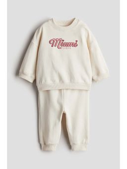 H&M - Kids White 2-Piece Text-Motif Set