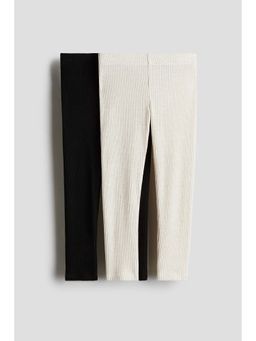 H&M - Girls Multi-Color 2-Pack Rib-Knit Leggings