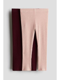 H&M - Girls Multi-Color 2-Pack Rib-Knit Leggings
