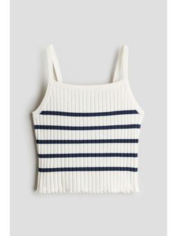H&M - Girls White Rib-Knit Strappy Top