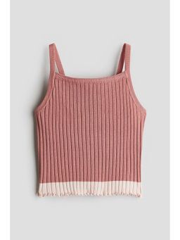 H&M - Girls Pink Rib-Knit Strappy Top
