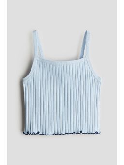 H&M - Girls Blue Rib-Knit Strappy Top