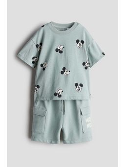 H&M - Boys Green 2-Piece Printed Set
