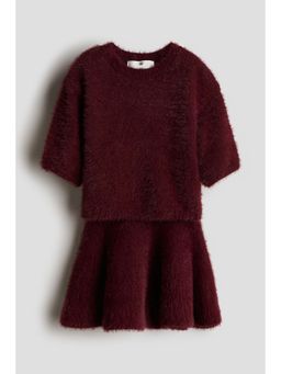 H&M - Girls Red 2-Piece Fluffy Knit Set