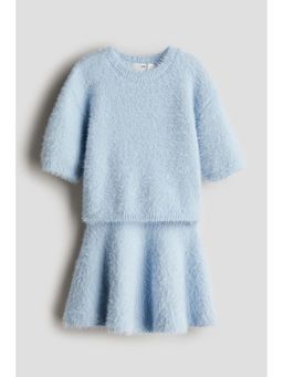 H&M - Girls Blue 2-Piece Fluffy Knit Set