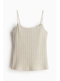 H&M - Women Beige Pointelle-Knit Strappy Top