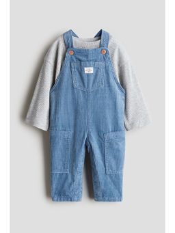 H&M - Boys Blue 2-Piece Top And Dungarees Set