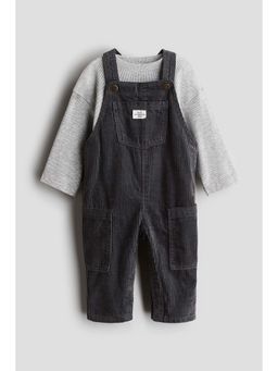 H&M - Boys Grey 2-Piece Top And Dungarees Set