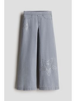H&M - Girls Grey Wide Denim-Look Jeggings