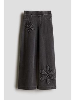 H&M - Girls Grey Wide Denim-Look Jeggings