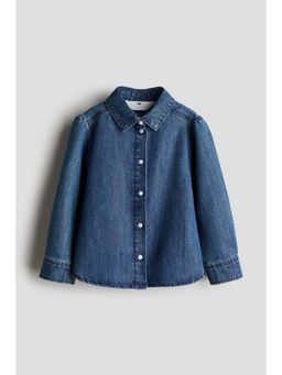 H&M - Girls Blue Puff-Sleeved Denim Shirt