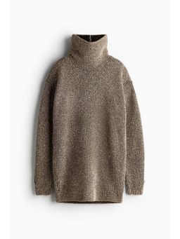 H&M - Women Beige Glittery Fuzzy-Knit Dress