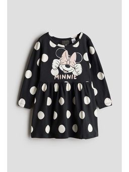 H&M - Girls Grey Printed Cotton Dress