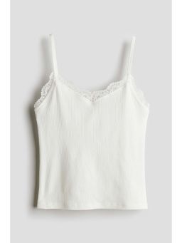 H&M - Girls White Lace-Trimmed Vest Top