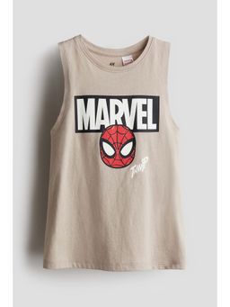 H&M - Boys Beige Print-Motif Vest T-Shirt