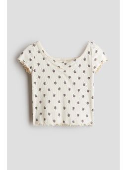 H&M - Girls Beige Overlock-Detail Top