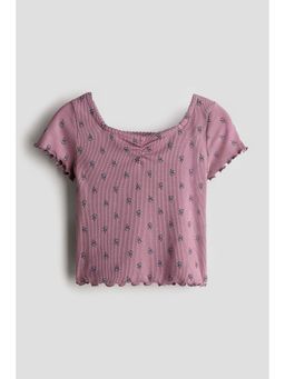 H&M - Girls Pink Overlock-Detail Top