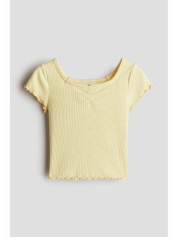 H&M - Girls Yellow Overlock-Detail Top