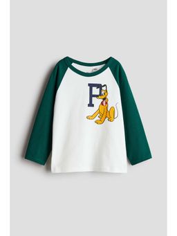 H&M - Boys White Long-Sleeved Printed Jersey T-Shirt