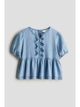 H&M - Girls Blue Bow-Detail Peplum Top