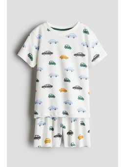 H&M - Boys White Printed Cotton Co-Ord Set