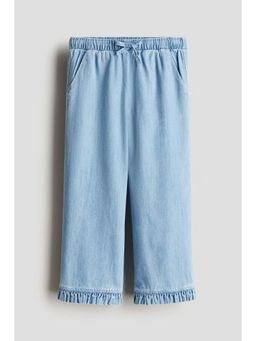 H&M - Girls Blue Wide Frill-Trimmed Trousers