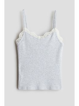 H&M - Girls Grey Lace-Trimmed Strappy Top
