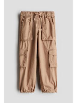 H&M - Girls Beige Cotton Cargo Joggers