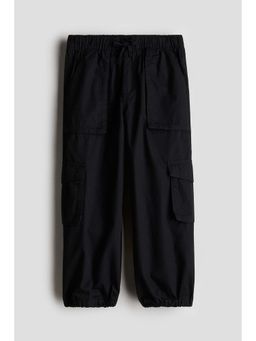 H&M - Girls Black Cotton Cargo Joggers