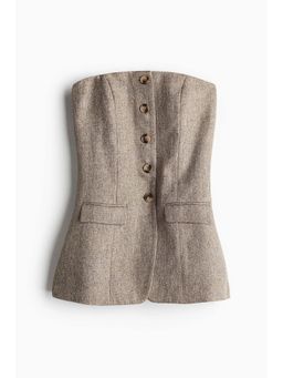 H&M - Women Beige Button-Front Bandeau Top