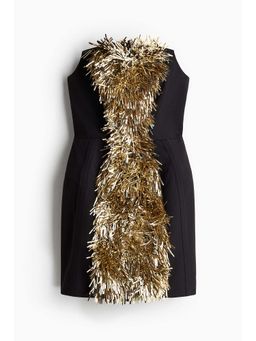 H&M - Women Black Spangled Hourglass Bandeau Dress