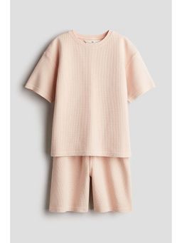 H&M - Boys Pink 2-Piece Waffled Cotton Set