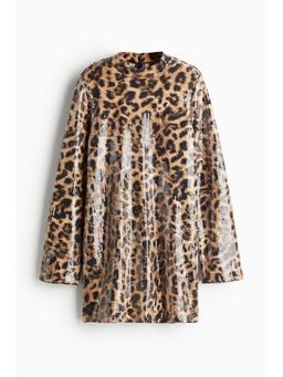 H&M - Women Beige Sequined A-Line Dress