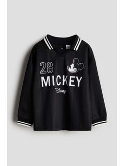 H&M - Boys Black Print-Motif Polo T-Shirt