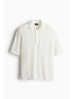 H&M - Men White Cotton Polo T-Shirt