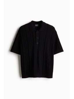 H&M - Men Black Cotton Polo T-Shirt
