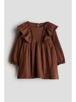 H&M - Girls Brown Crinkled Jersey Dress