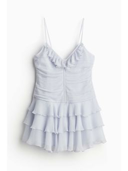 H&M - Women Blue Tiered-Skirt Chiffon Dress