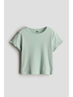 H&M - Girls Green Ribbed Jersey Top